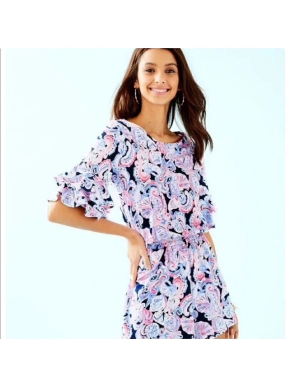 Lilly Pulitzer Navy, Pink & Light Blue Paisley romper